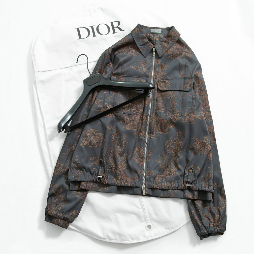 Dior HOMME ディオールオム / 美品 2022AW DIOR × TRAVIS SCOTT CACTUS JACK 総柄ジップアップ ジャケット / オブリーク 裏地 / 213C522C5531 / size 48(M) 国内正規品
