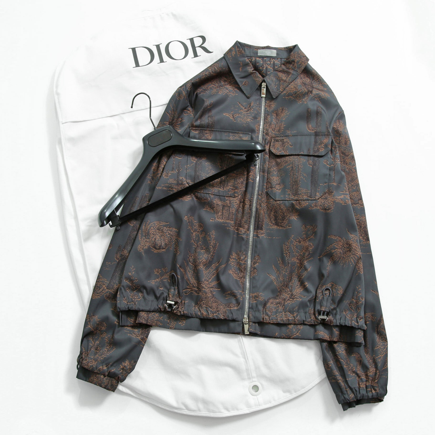 Dior HOMME ディオールオム / 美品 2022AW DIOR × TRAVIS SCOTT CACTUS JACK 総柄ジップアップ ジャケット / オブリーク 裏地 / 213C522C5531 / size 48(M) 国内正規品