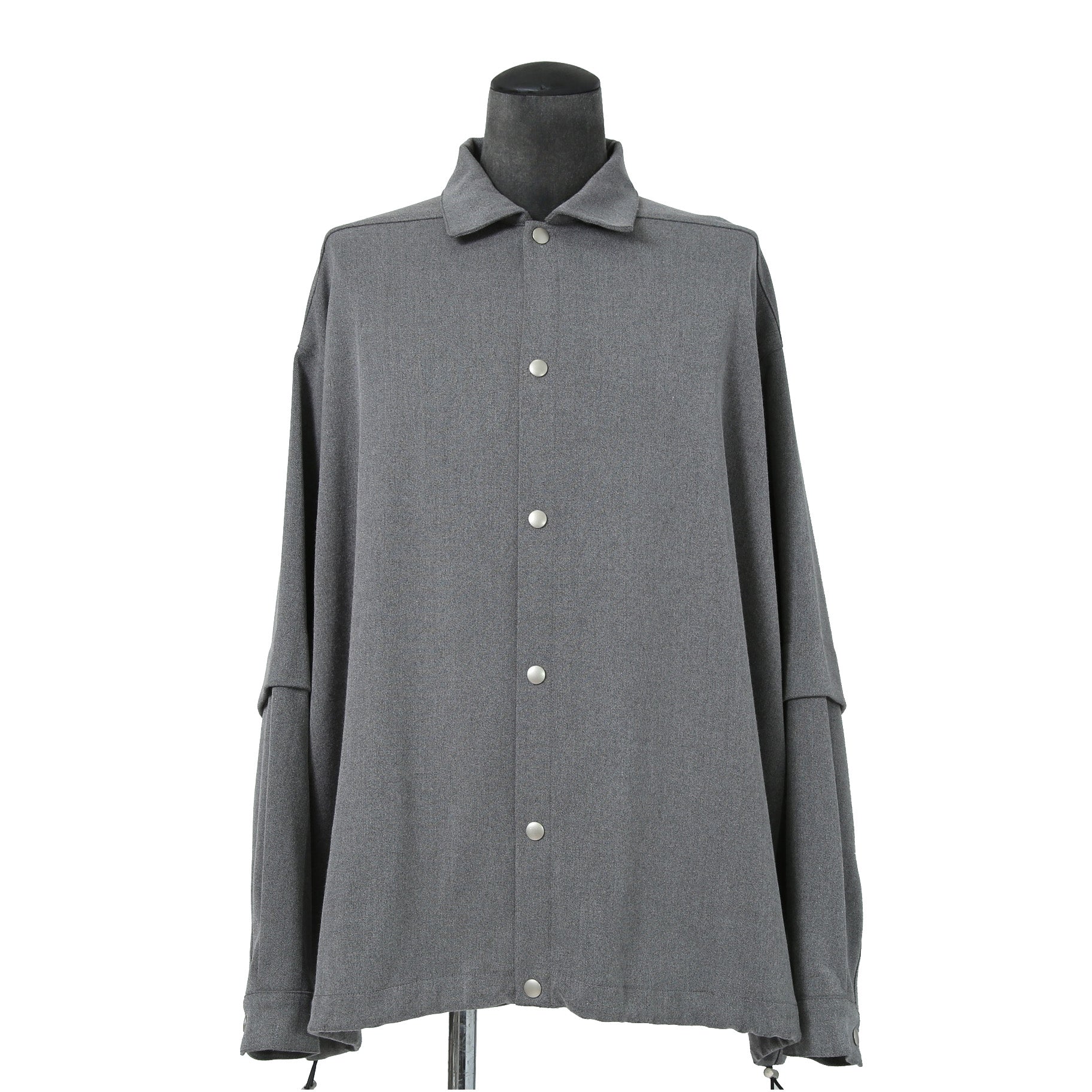 A.F ARTEFACT アーティファクト / 24AW LAYERED SLEEVE OVER SIZE SHIRTS / SERGE TWILL (L.GREY)