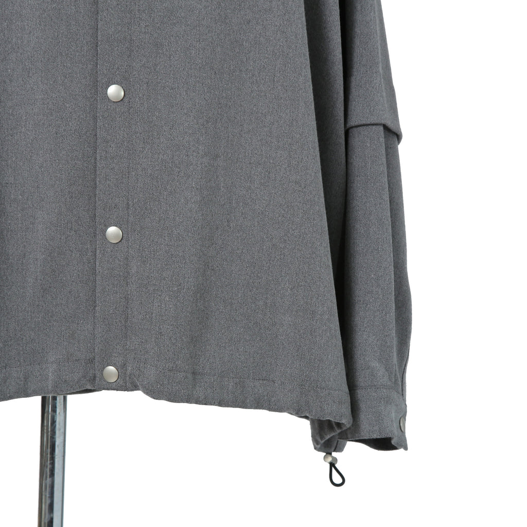 A.F ARTEFACT アーティファクト / 24AW LAYERED SLEEVE OVER SIZE SHIRTS / SERGE TWILL (L.GREY)