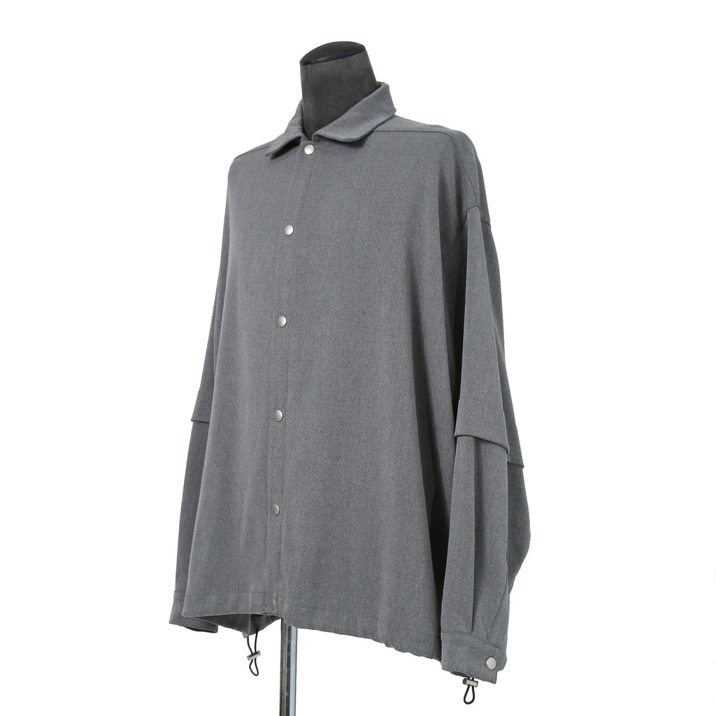 A.F ARTEFACT アーティファクト / 24AW LAYERED SLEEVE OVER SIZE SHIRTS / SERGE TWILL (L.GREY)