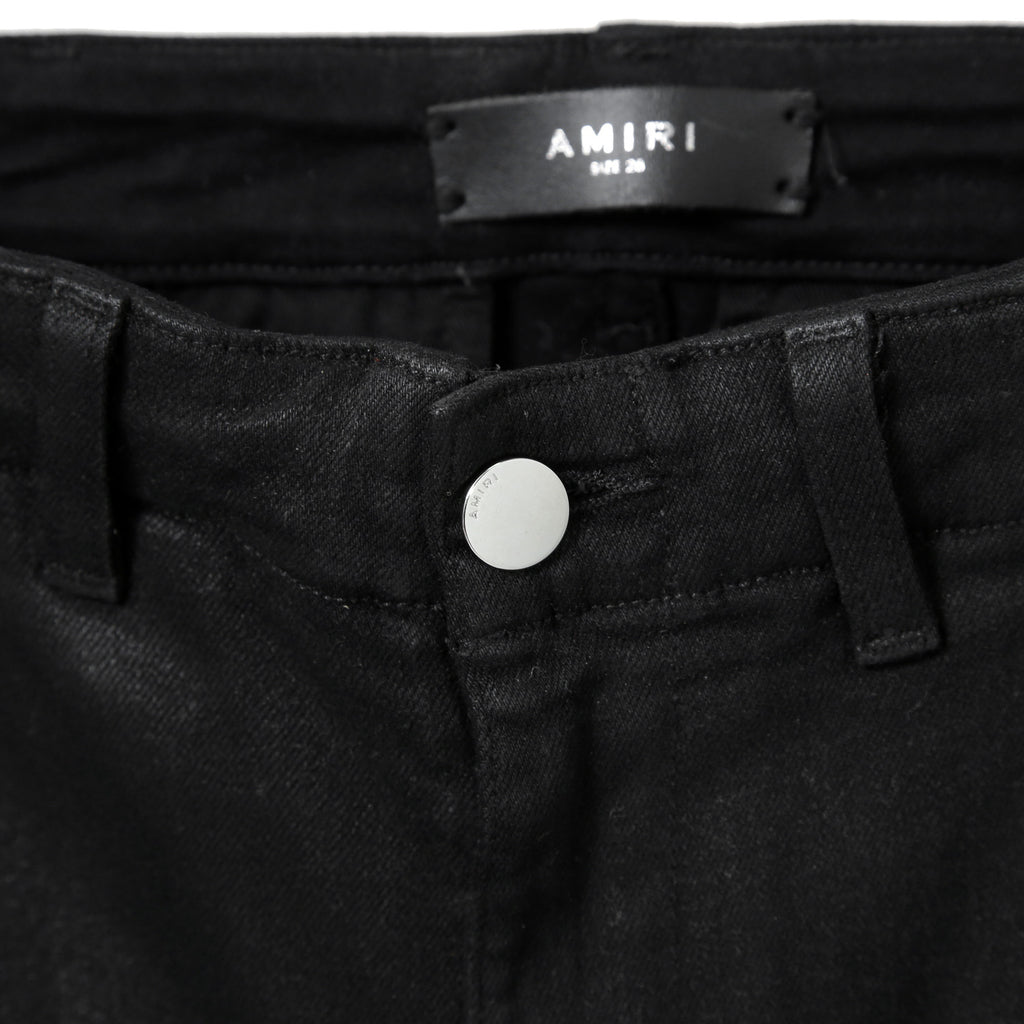 AMIRI アミリ / 美品 ワックスコーティング スキニー デニム カーゴ パンツ / size 28 (BLACK)