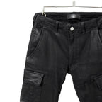 AMIRI アミリ / 美品 ワックスコーティング スキニー デニム カーゴ パンツ / size 28 (BLACK)