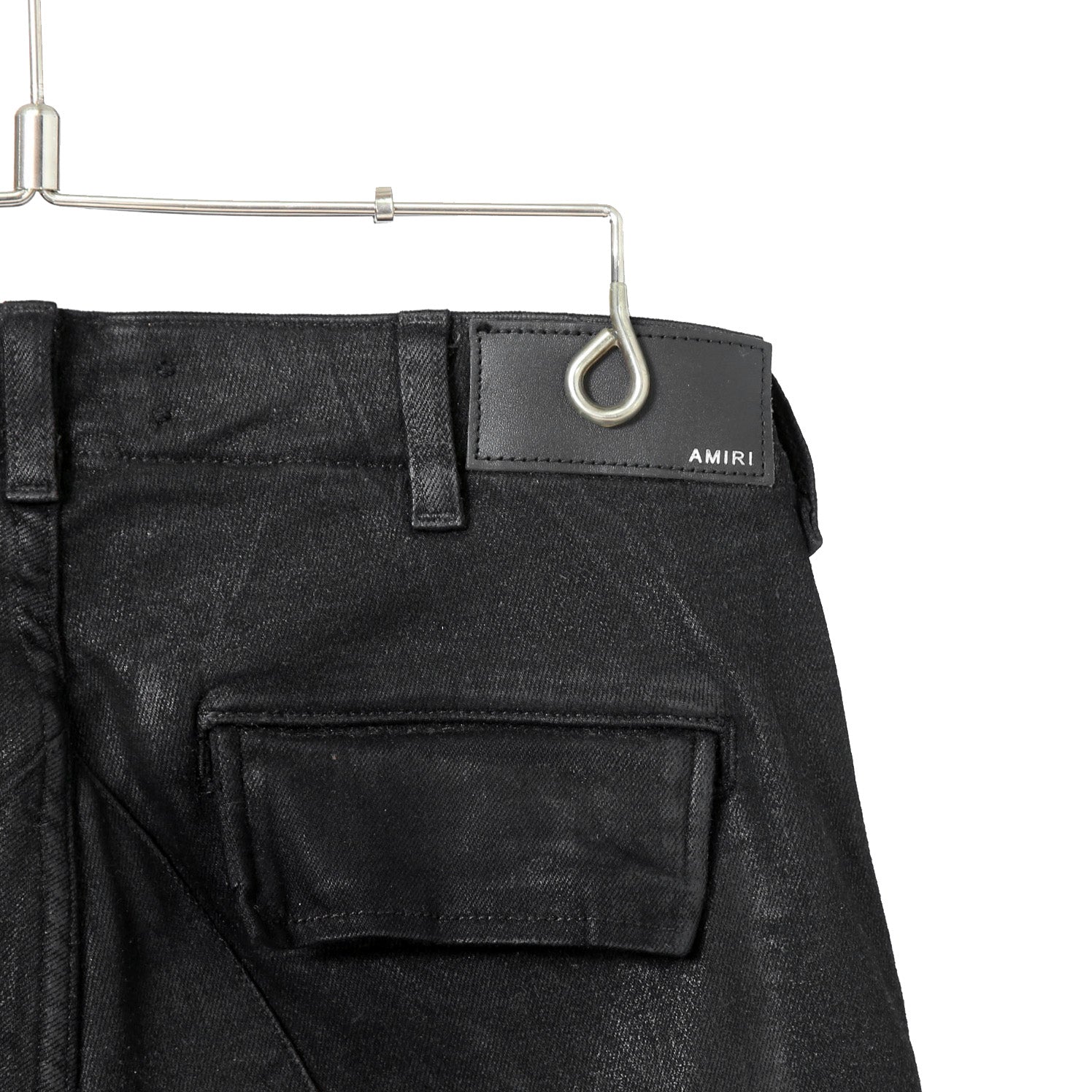 AMIRI アミリ / 美品 ワックスコーティング スキニー デニム カーゴ パンツ / size 28 (BLACK)