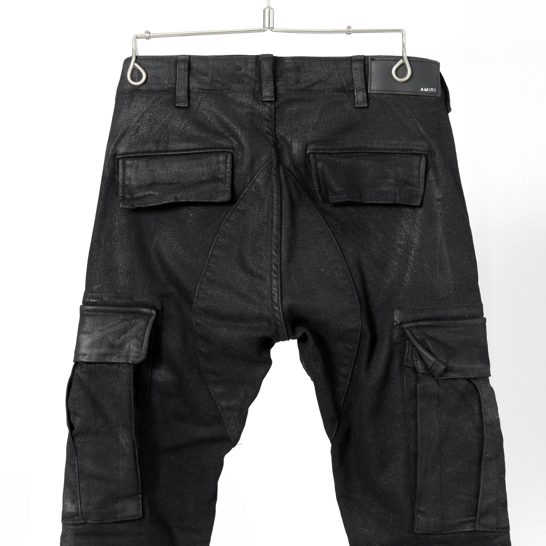 AMIRI アミリ / 美品 ワックスコーティング スキニー デニム カーゴ パンツ / size 28 (BLACK)