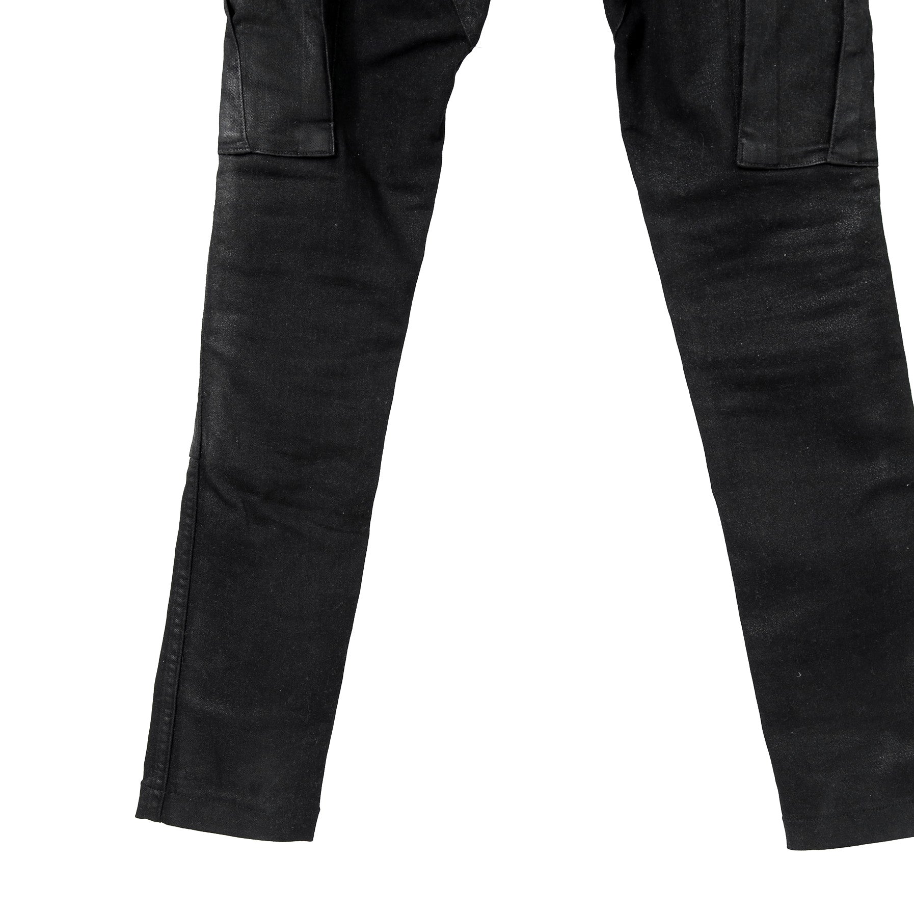 AMIRI アミリ / 美品 ワックスコーティング スキニー デニム カーゴ パンツ / size 28 (BLACK)