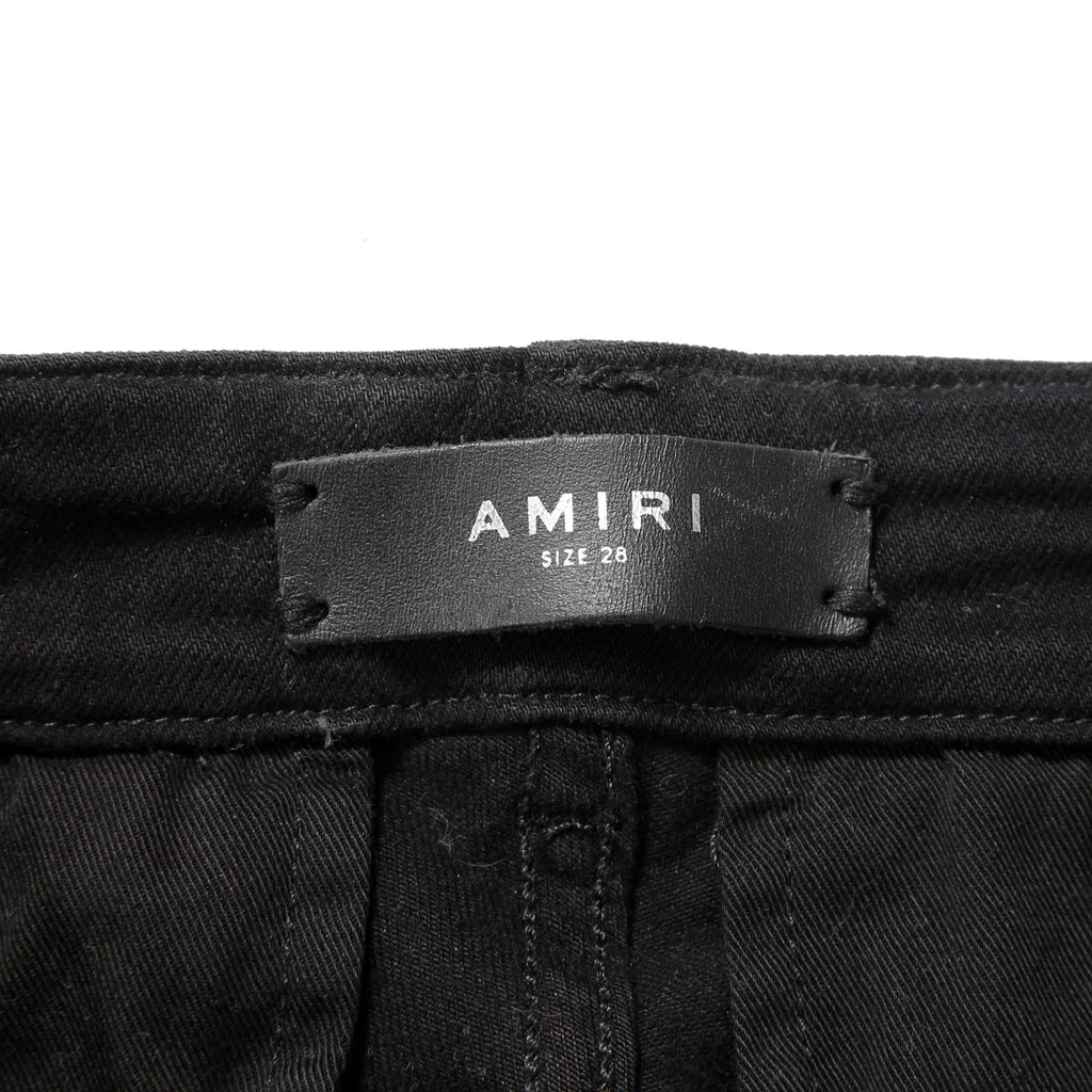AMIRI アミリ / 美品 ワックスコーティング スキニー デニム カーゴ パンツ / size 28 (BLACK)