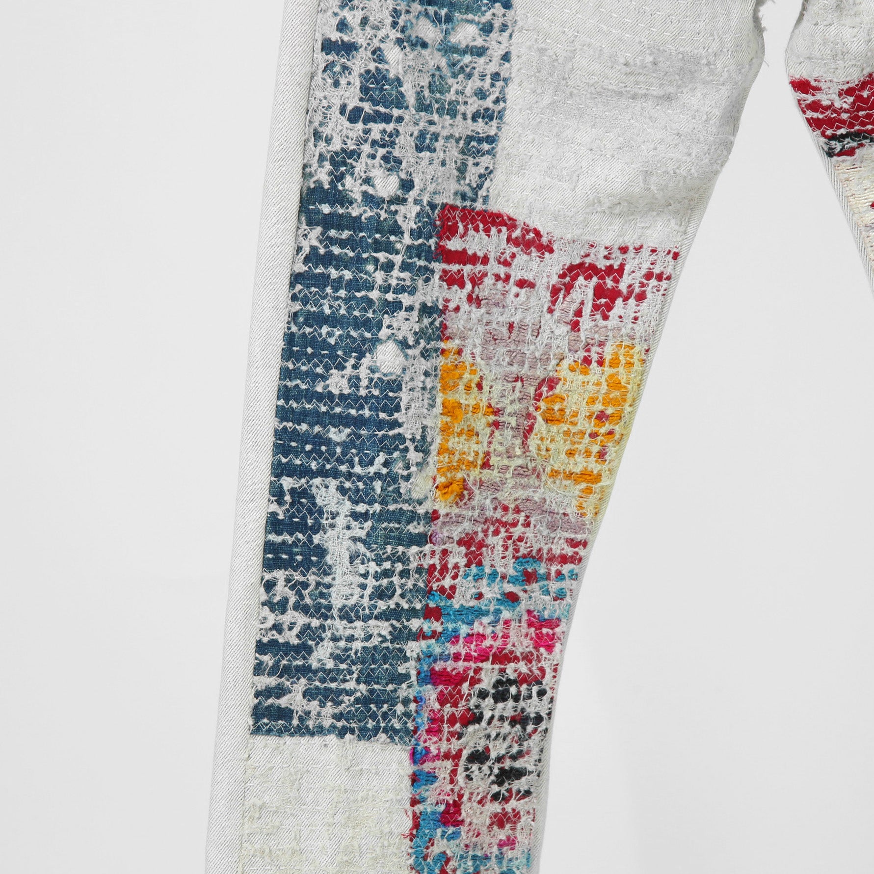 Rifatto リファット / 美品 Sashiko Boro Denim Jeans 刺し子襤褸デニムジーンズ / パンツ / size 30 （WHITE）