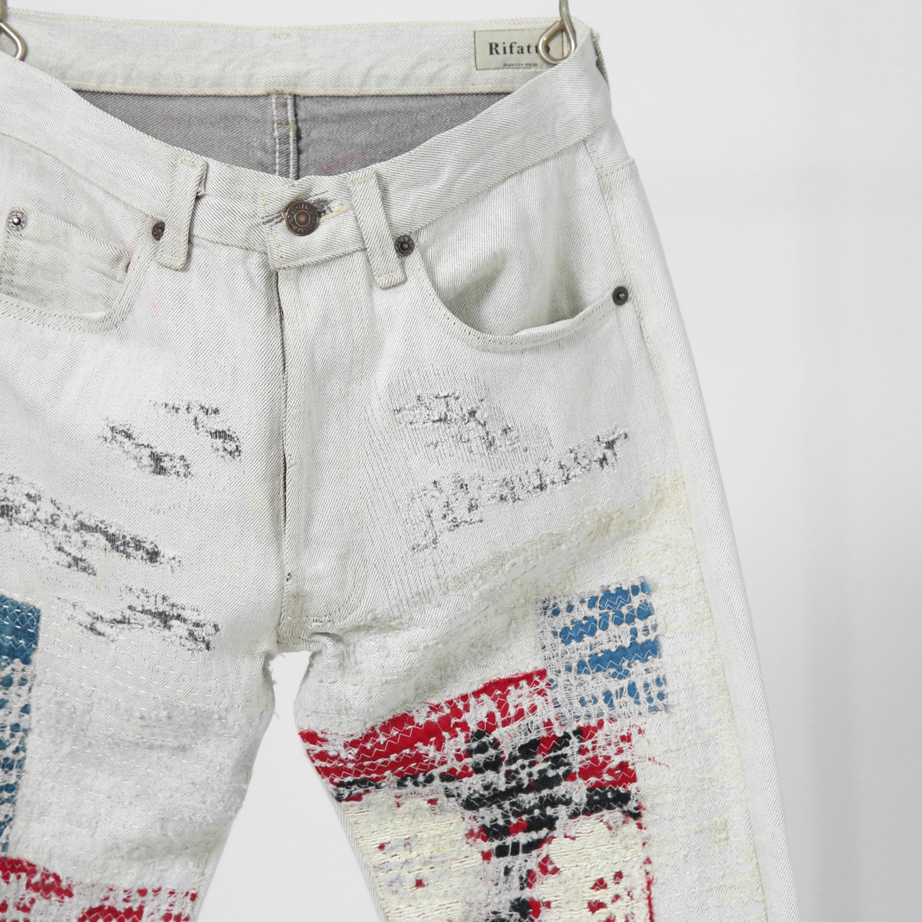 Rifatto リファット / 美品 Sashiko Boro Denim Jeans 刺し子襤褸デニムジーンズ / パンツ / size 30 （WHITE）