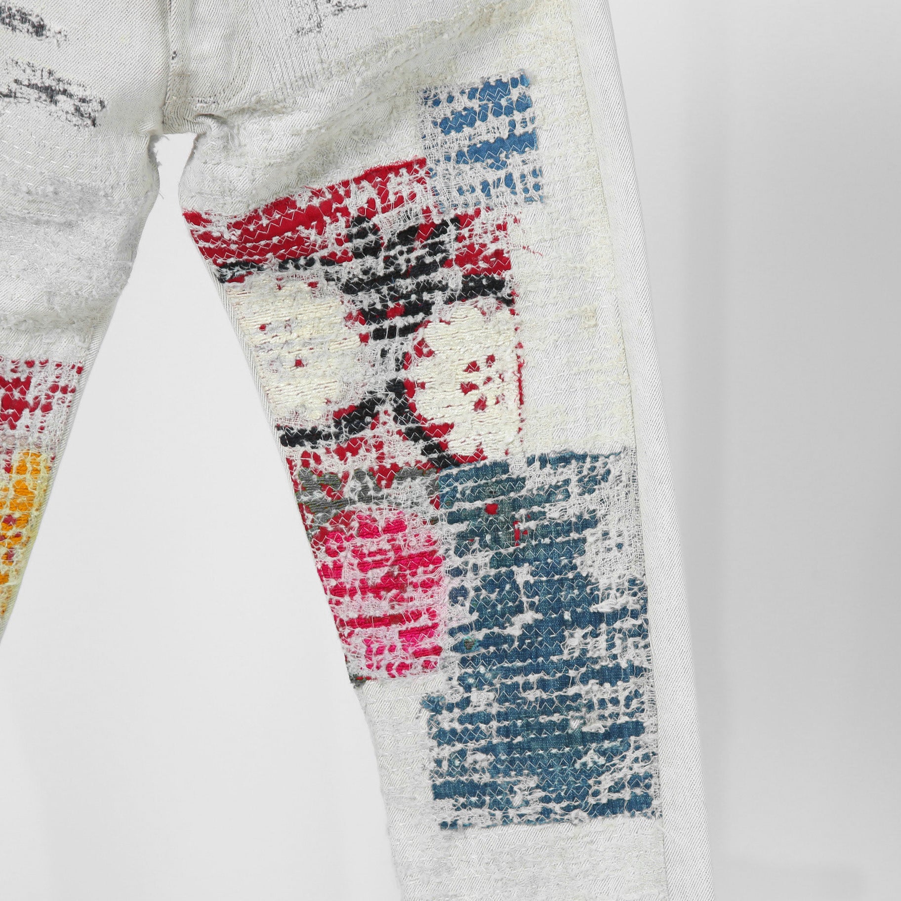 Rifatto リファット / 美品 Sashiko Boro Denim Jeans 刺し子襤褸デニムジーンズ / パンツ / size 30 （WHITE）