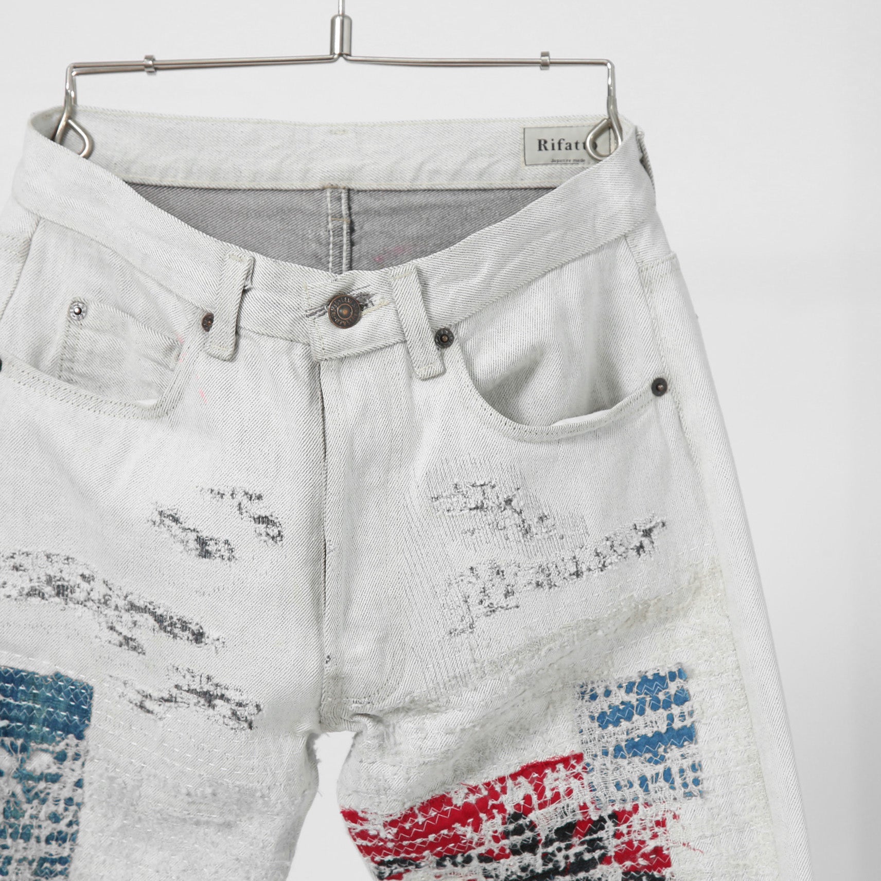 Rifatto リファット / 美品 Sashiko Boro Denim Jeans 刺し子襤褸デニムジーンズ / パンツ / size 30 （WHITE）