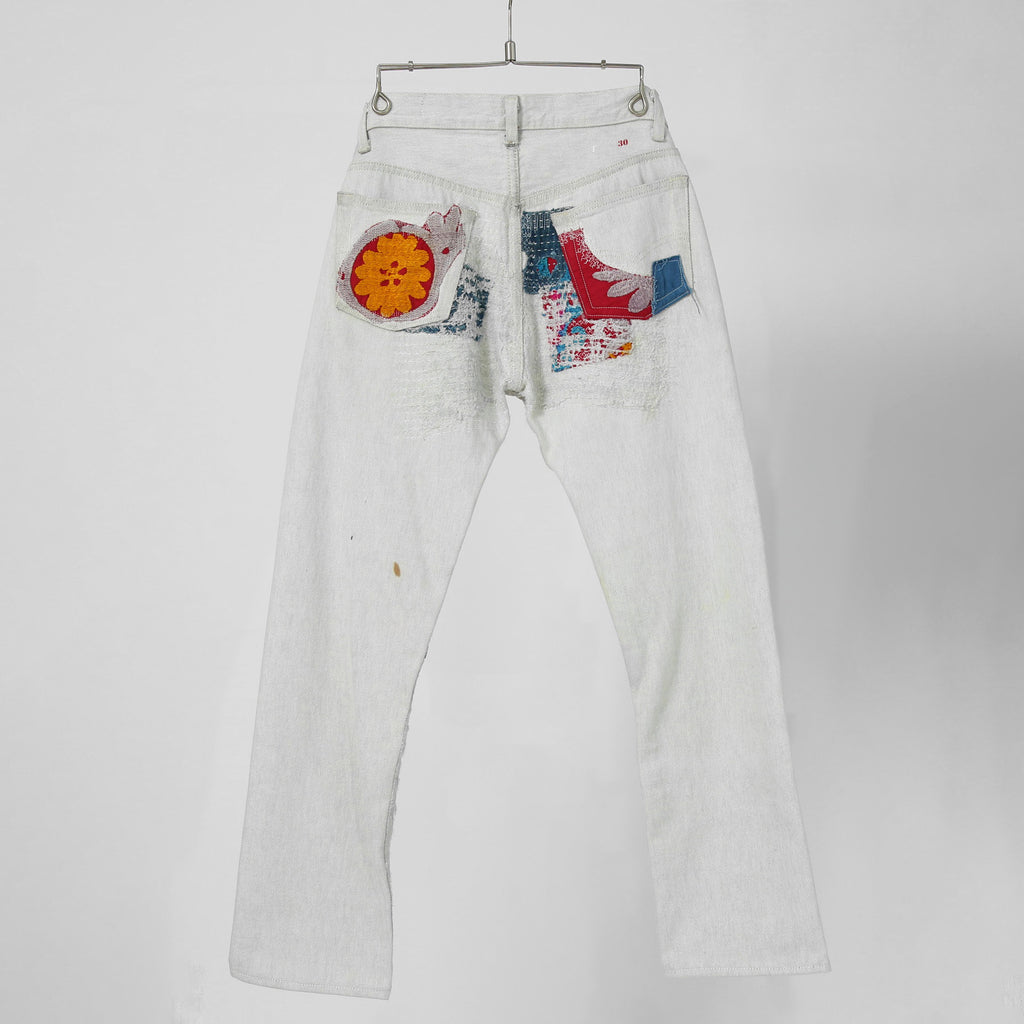 Rifatto リファット / 美品 Sashiko Boro Denim Jeans 刺し子襤褸デニムジーンズ / パンツ / size 30 （WHITE）