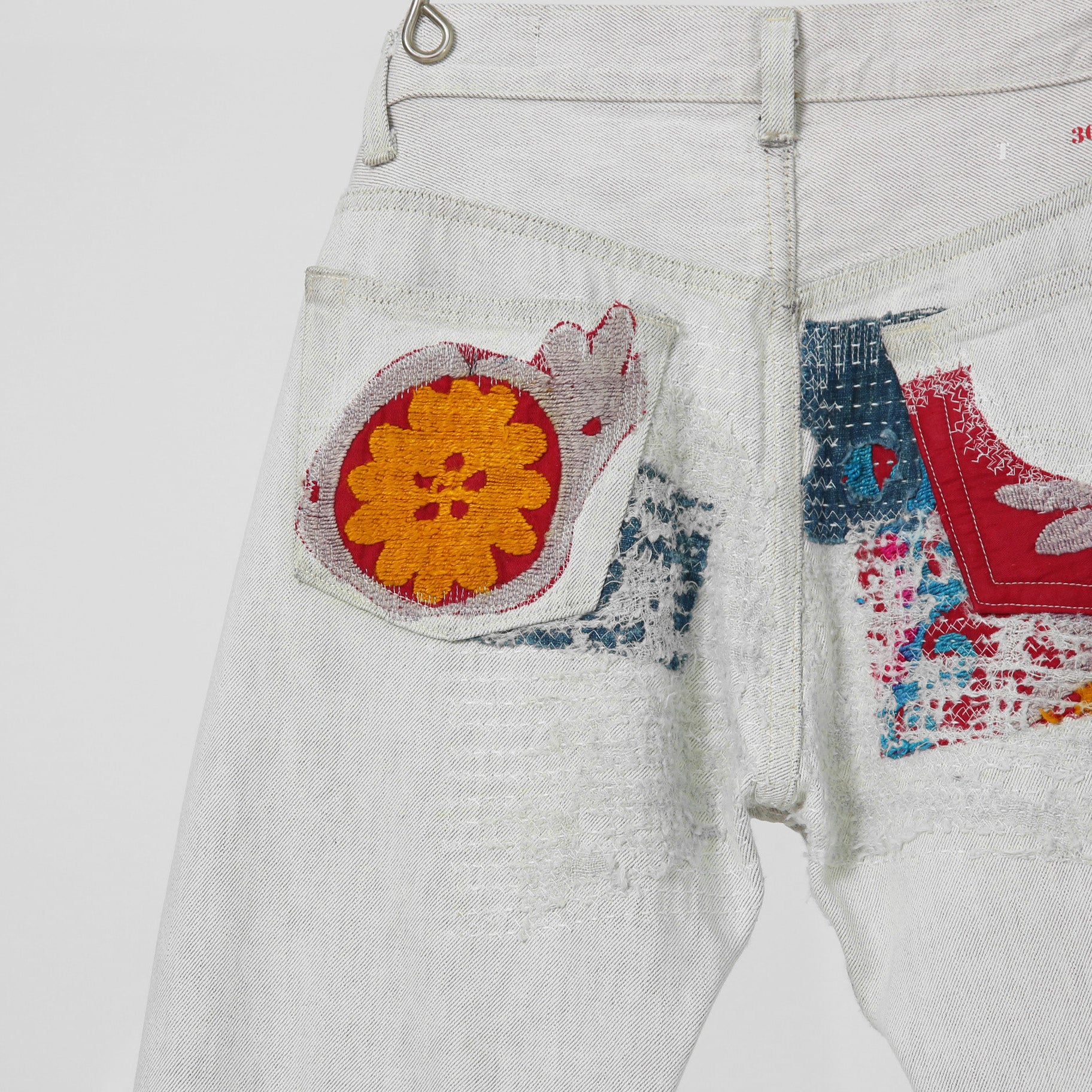 Rifatto リファット / 美品 Sashiko Boro Denim Jeans 刺し子襤褸デニムジーンズ / パンツ / size 30 （WHITE）