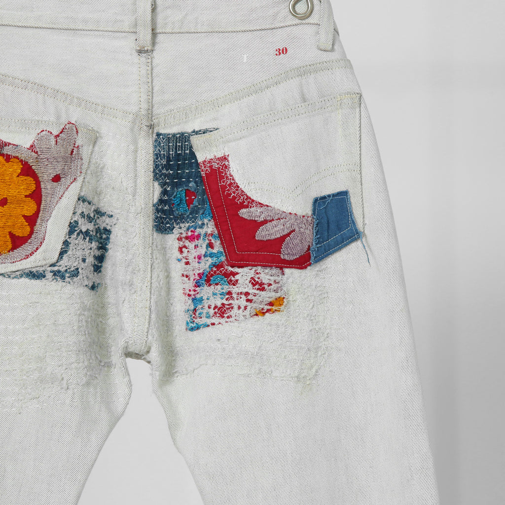 Rifatto リファット / 美品 Sashiko Boro Denim Jeans 刺し子襤褸デニムジーンズ / パンツ / size 30 （WHITE）
