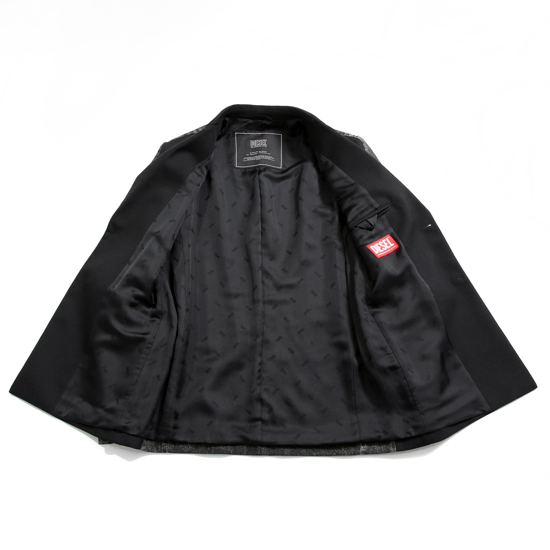 Diesel ディーゼル / 2023AW 美品 J-Wire A デニム切替 ノッチドラペル ジャケット / size 46 (BLACK)