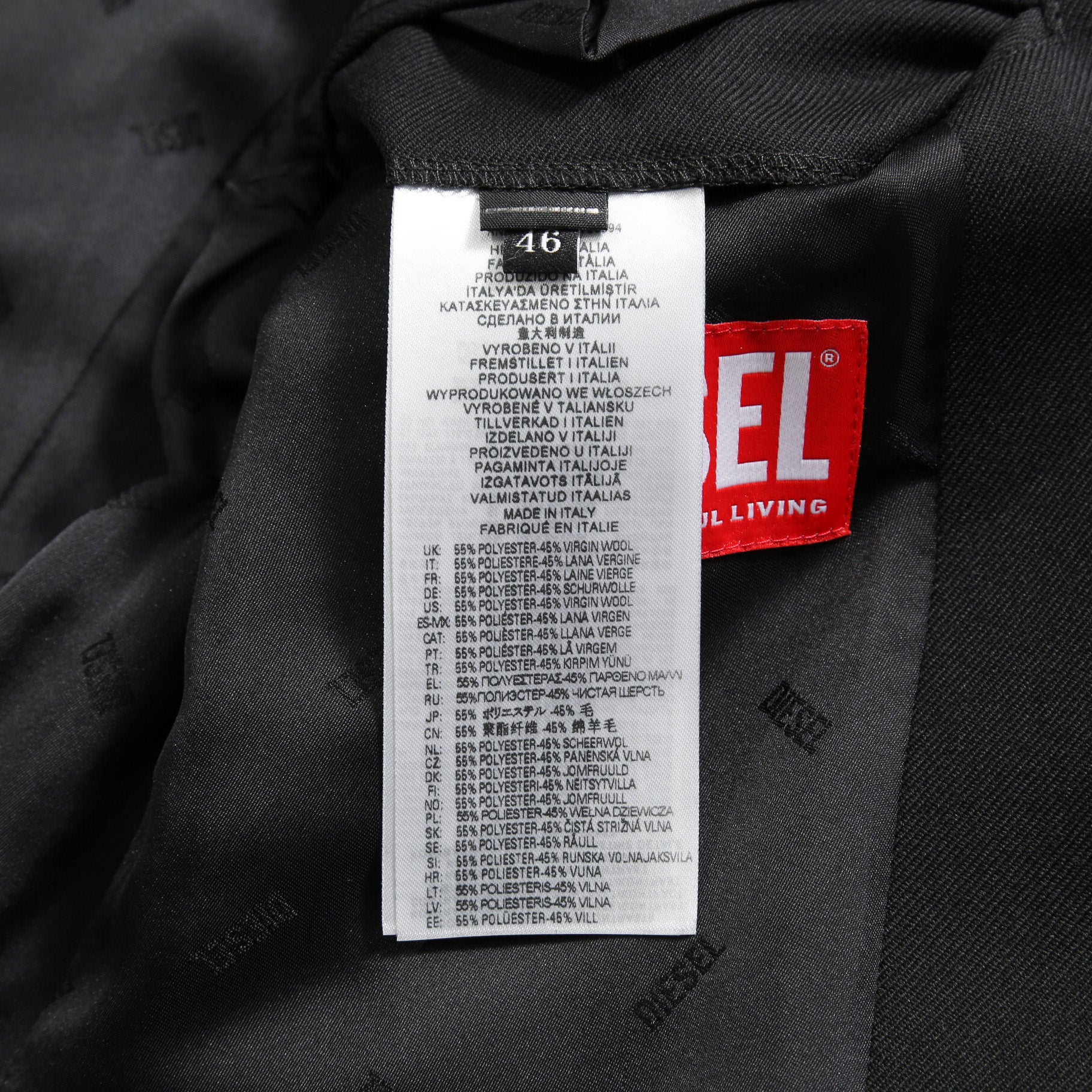 Diesel ディーゼル / 2023AW 美品 J-Wire A デニム切替 ノッチドラペル ジャケット / size 46 (BLACK)