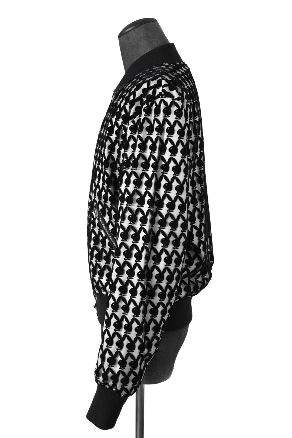 希少 超美品 AMIRI アミリ / 21AW Playboy Flocked Bomber Jacket / size50 (BLACK × WHITE) 国内正規品 プレイボーイ ボンバージャケット