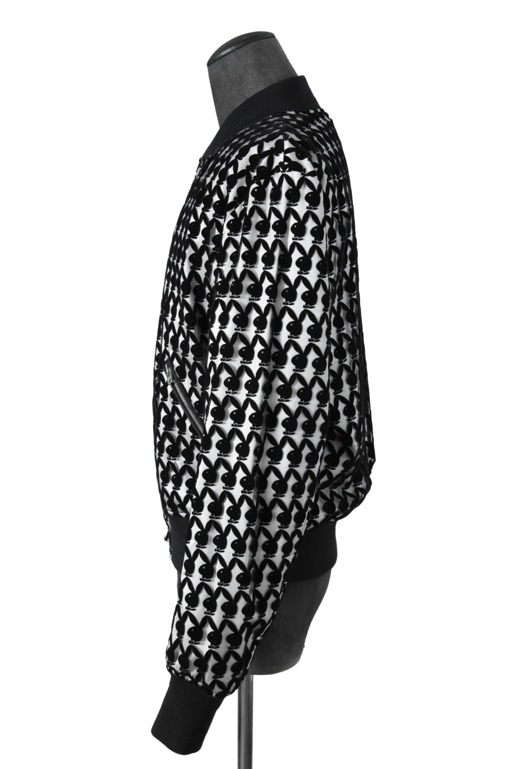 希少 超美品 AMIRI アミリ / 21AW Playboy Flocked Bomber Jacket / size50 (BLACK × WHITE) 国内正規品 プレイボーイ ボンバージャケット