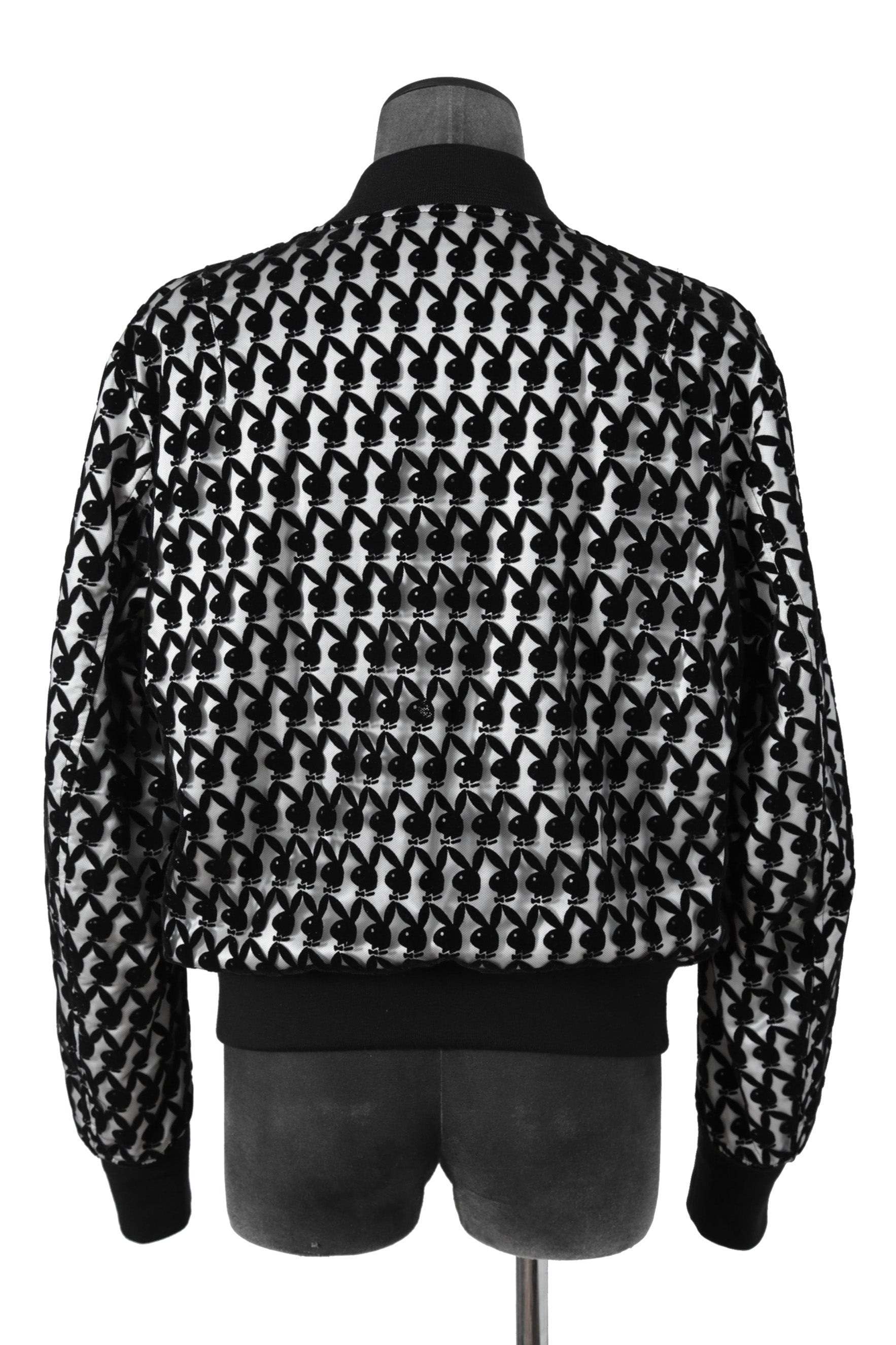 希少 超美品 AMIRI アミリ / 21AW Playboy Flocked Bomber Jacket / size50 (BLACK × WHITE) 国内正規品 プレイボーイ ボンバージャケット