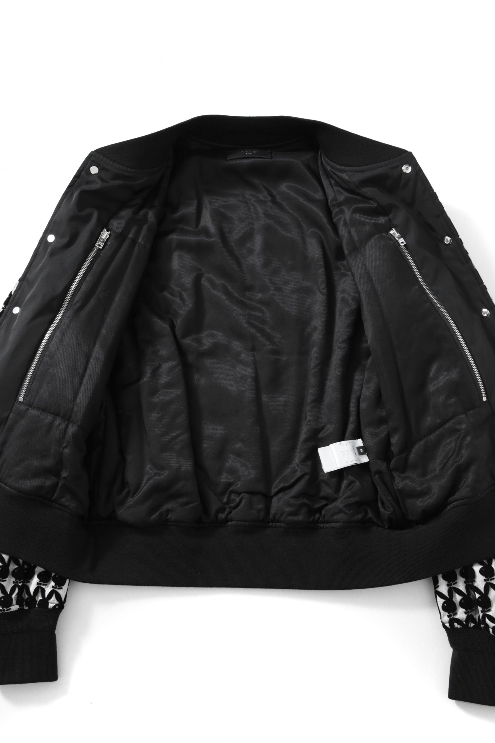 希少 超美品 AMIRI アミリ / 21AW Playboy Flocked Bomber Jacket / size50 (BLACK × WHITE) 国内正規品 プレイボーイ ボンバージャケット