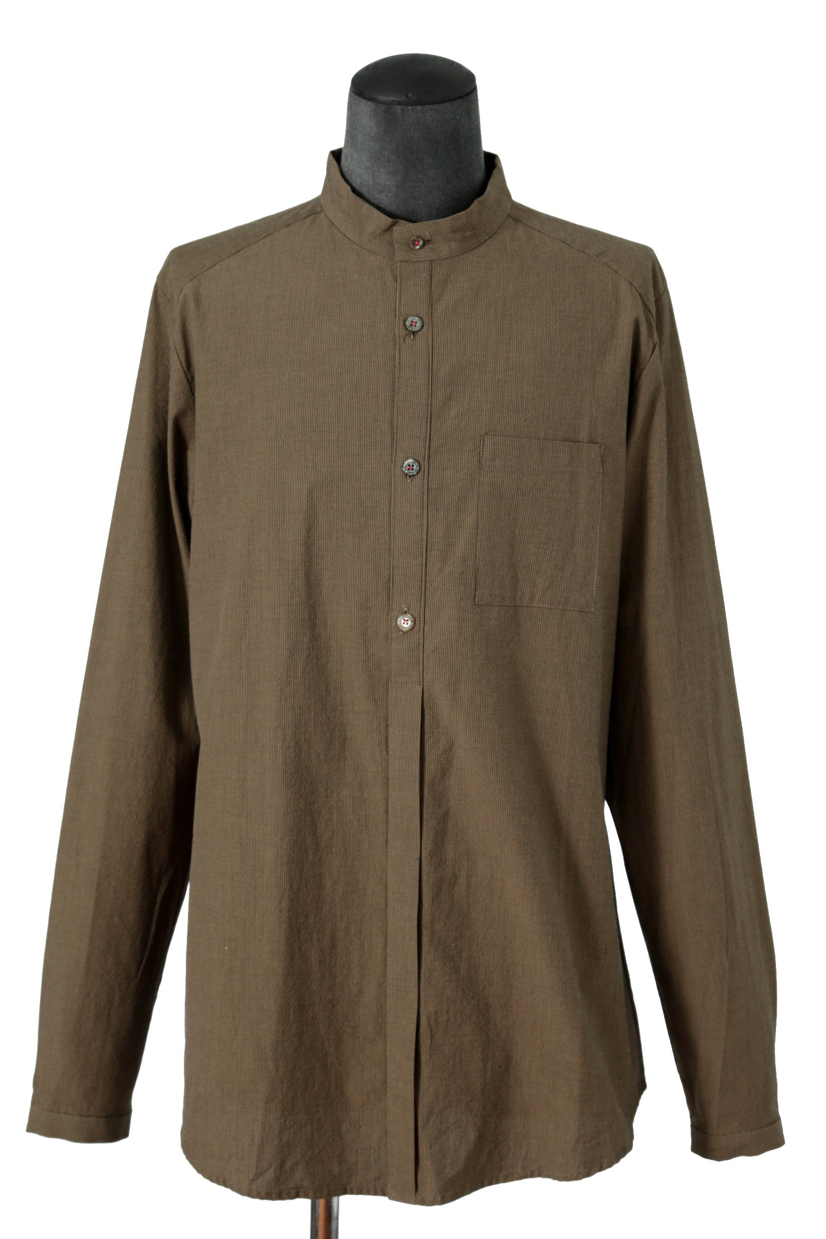 美品 インディビジュアルセンチメンツ individual sentiments / 22SS PINSTRIPE COTTON L/S SHIRTS / size 2 (BROWN)