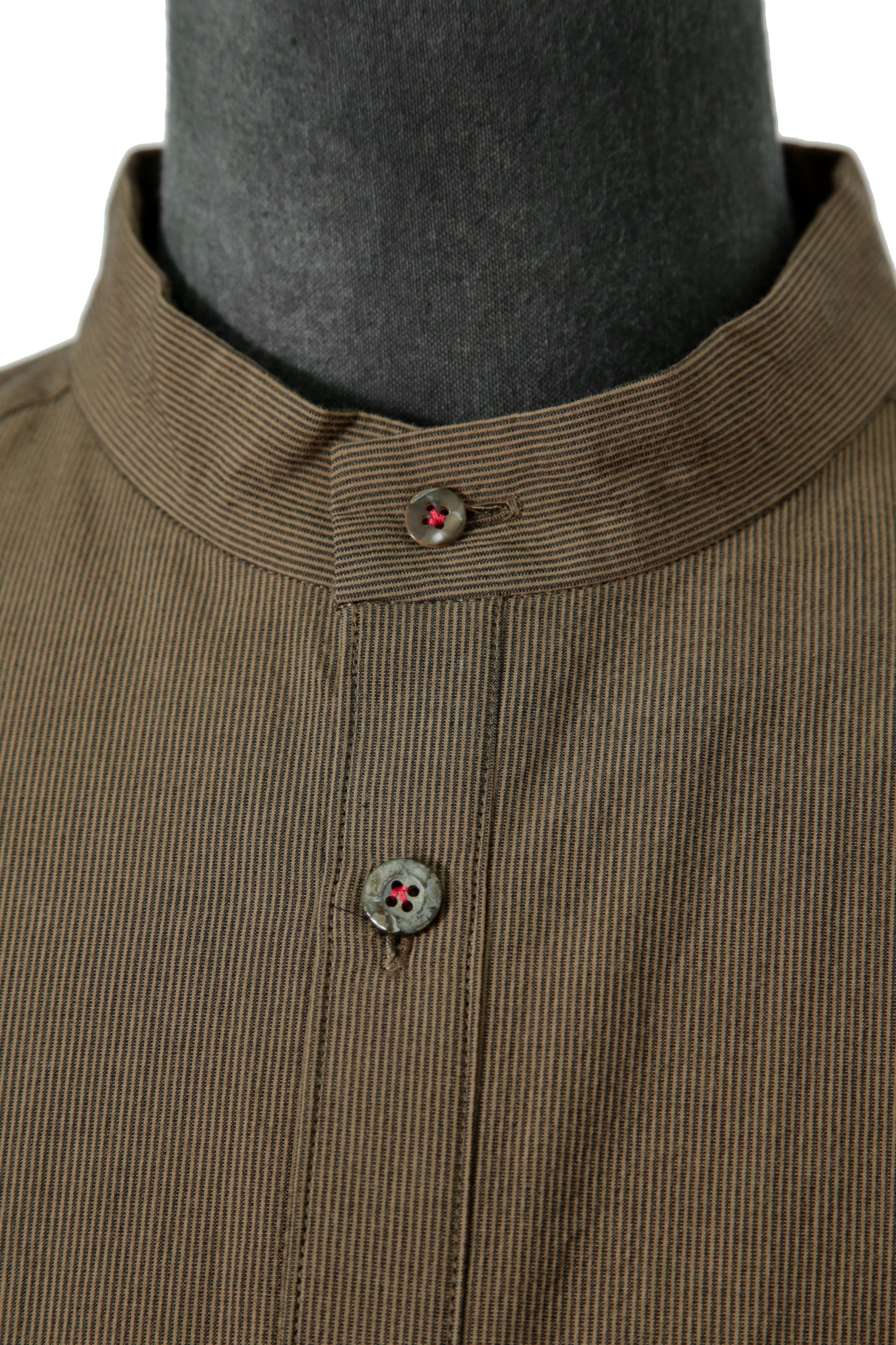 美品 インディビジュアルセンチメンツ individual sentiments / 22SS PINSTRIPE COTTON L/S SHIRTS / size 2 (BROWN)