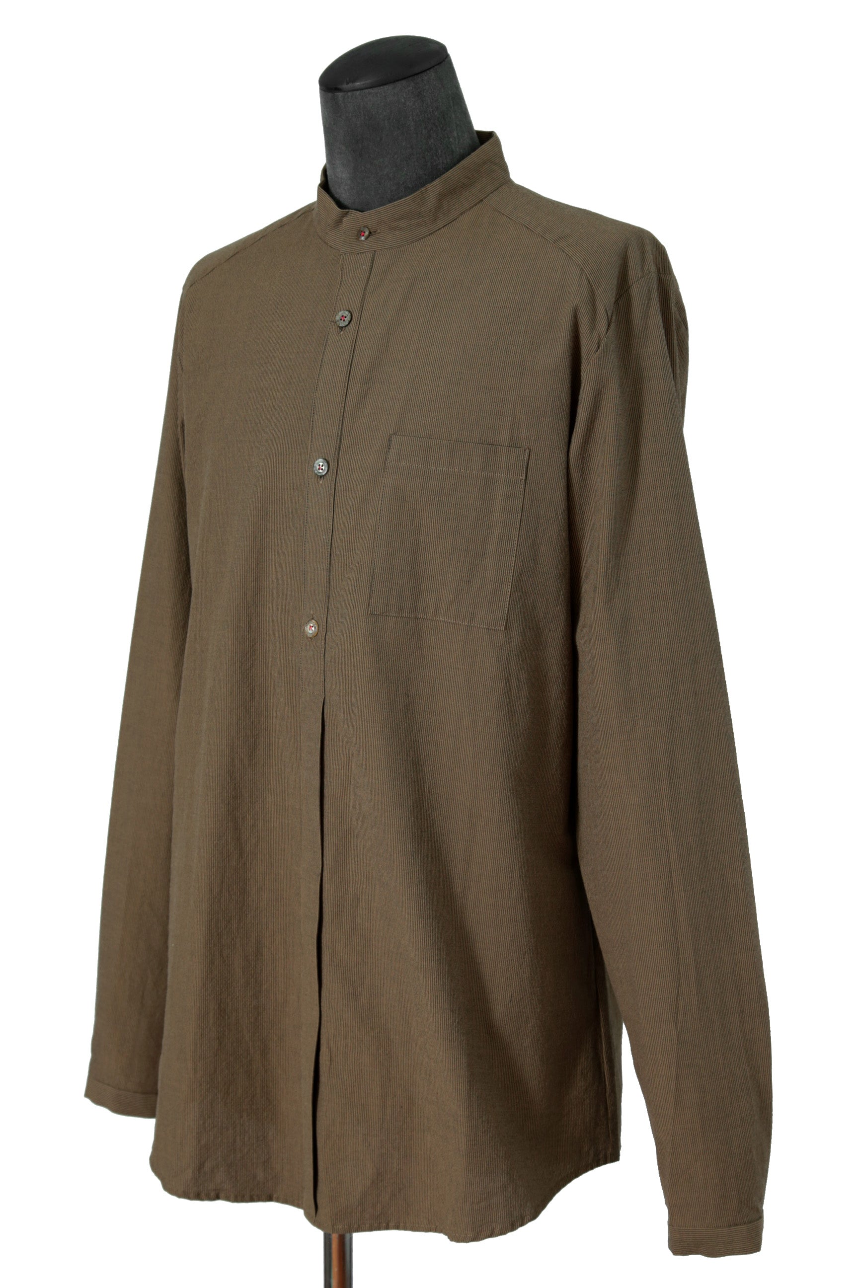 美品 インディビジュアルセンチメンツ individual sentiments / 22SS PINSTRIPE COTTON L/S SHIRTS / size 2 (BROWN)