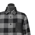 LOEWE ロエベ / 2019AW美品 ウールメルトン アナグラム レザーポケット チェック 長袖シャツ / size 46 (BLACK x GRAY)