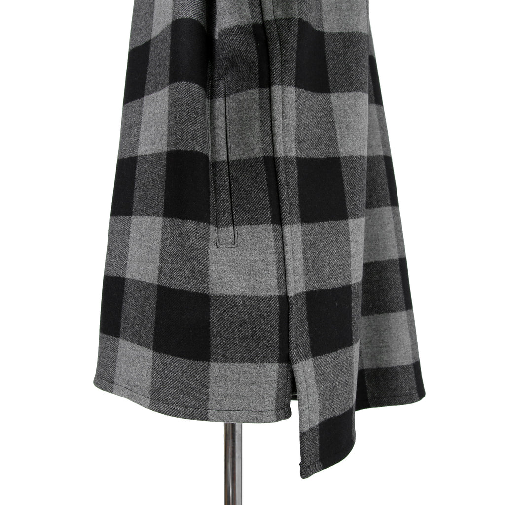 LOEWE ロエベ / 2019AW美品 ウールメルトン アナグラム レザーポケット チェック 長袖シャツ / size 46 (BLACK x GRAY)