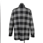 LOEWE ロエベ / 2019AW美品 ウールメルトン アナグラム レザーポケット チェック 長袖シャツ / size 46 (BLACK x GRAY)