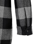 LOEWE ロエベ / 2019AW美品 ウールメルトン アナグラム レザーポケット チェック 長袖シャツ / size 46 (BLACK x GRAY)