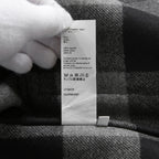 LOEWE ロエベ / 2019AW美品 ウールメルトン アナグラム レザーポケット チェック 長袖シャツ / size 46 (BLACK x GRAY)