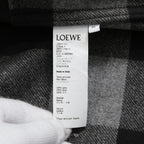 LOEWE ロエベ / 2019AW美品 ウールメルトン アナグラム レザーポケット チェック 長袖シャツ / size 46 (BLACK x GRAY)