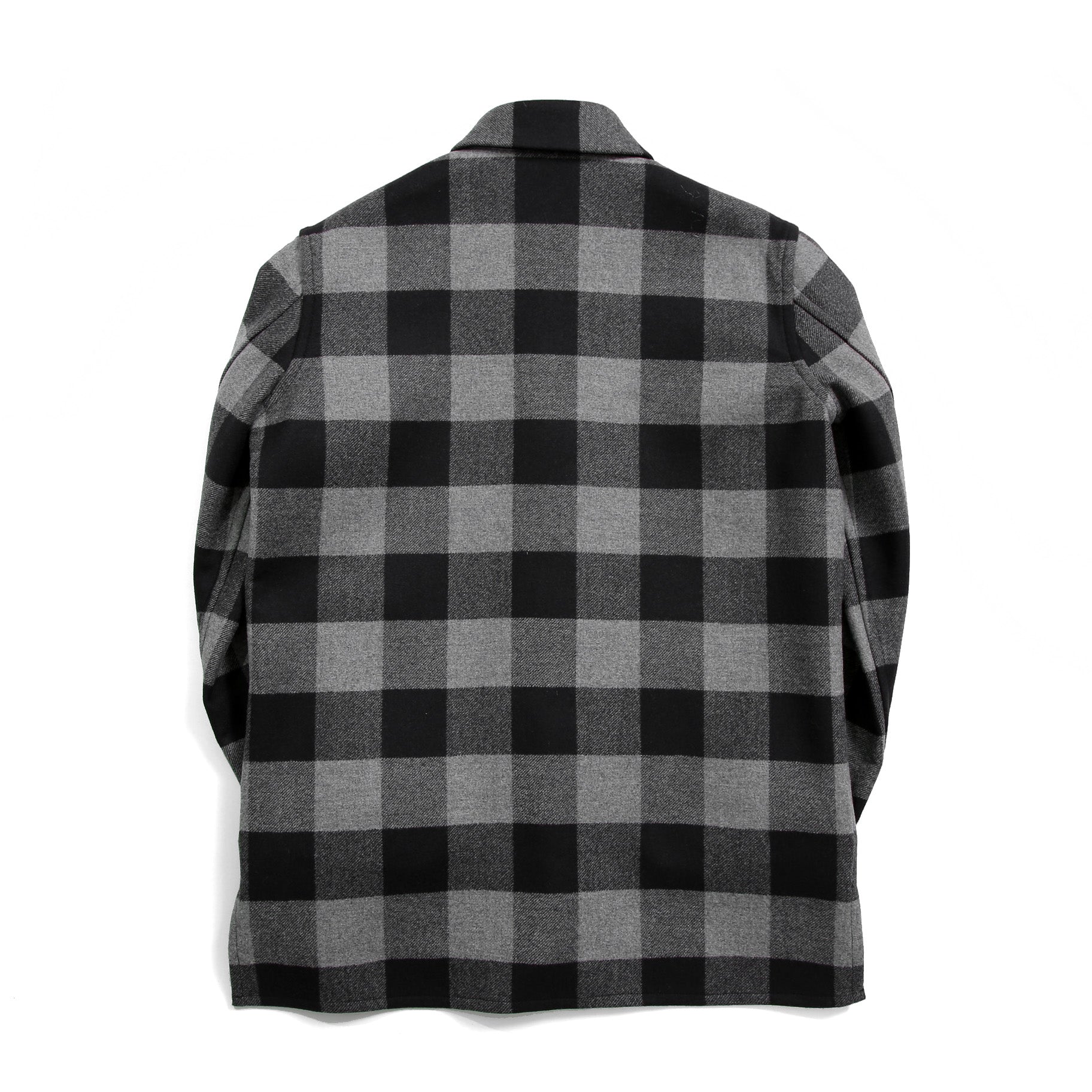 LOEWE ロエベ / 2019AW美品 ウールメルトン アナグラム レザーポケット チェック 長袖シャツ / size 46 (BLACK x GRAY)