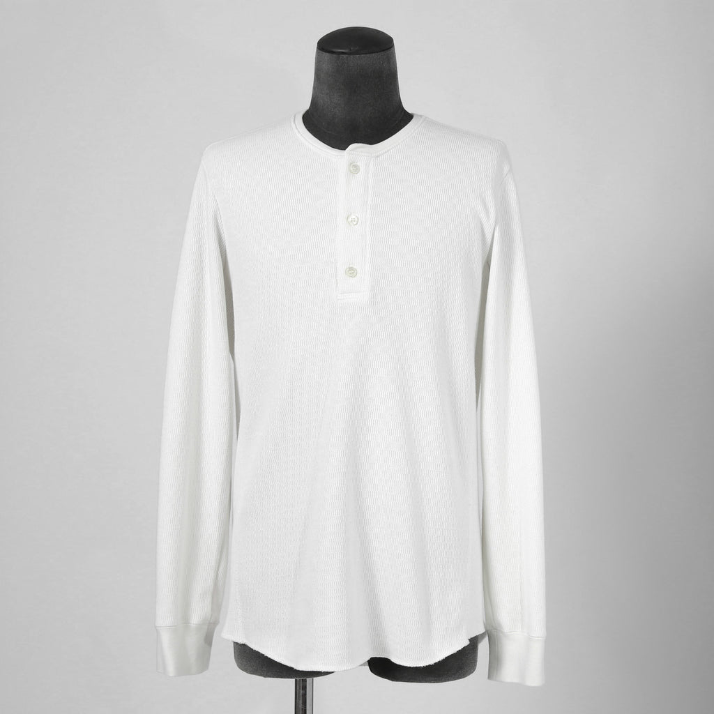 WJK / ボアフリース ヘンリーネック 長袖 Tシャツ / size L (WHITE)