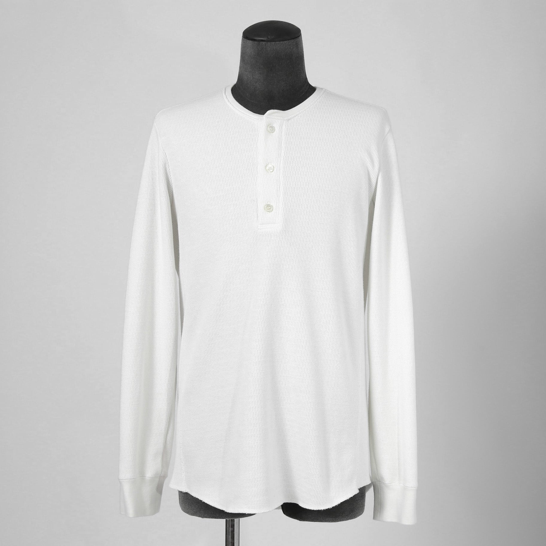 WJK / ボアフリース ヘンリーネック 長袖 Tシャツ / size L (WHITE)