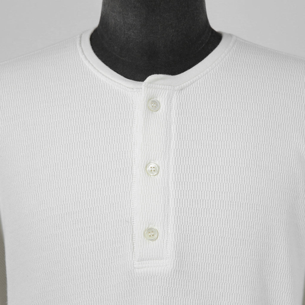 WJK / ボアフリース ヘンリーネック 長袖 Tシャツ / size L (WHITE)