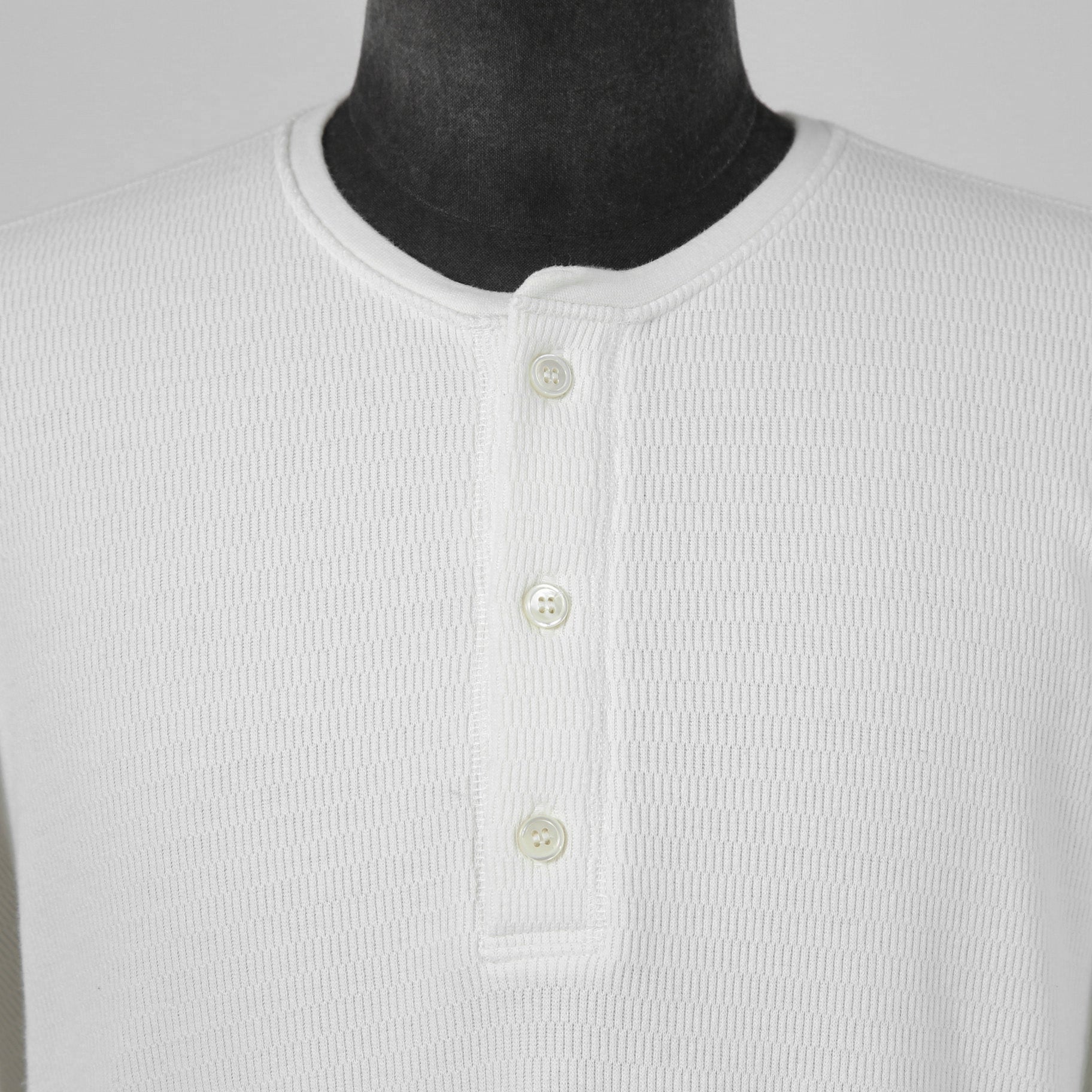 WJK / ボアフリース ヘンリーネック 長袖 Tシャツ / size L (WHITE)