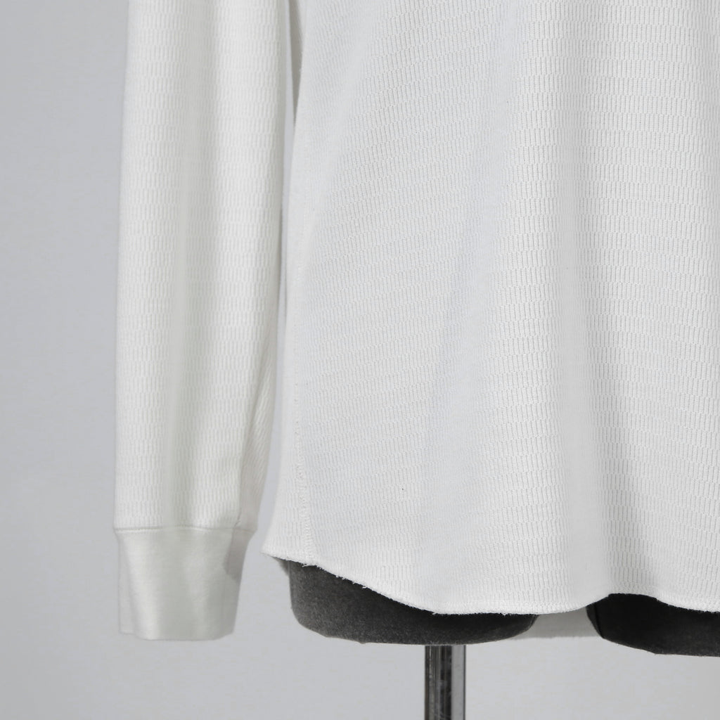 WJK / ボアフリース ヘンリーネック 長袖 Tシャツ / size L (WHITE)