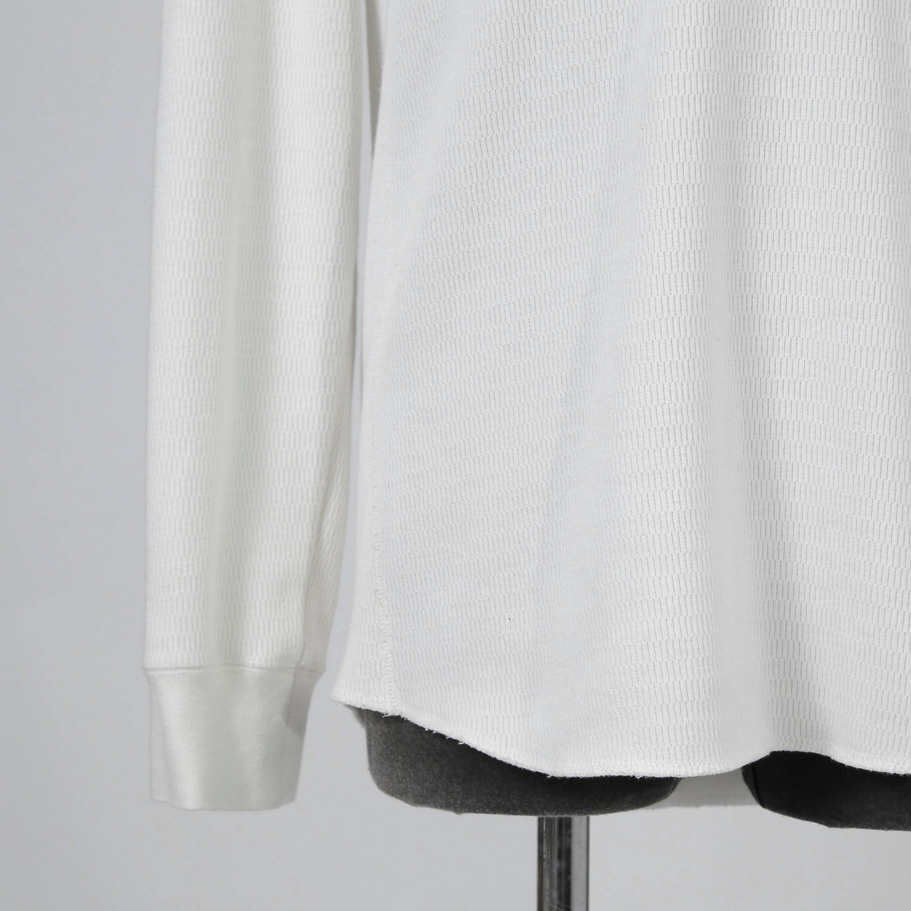 WJK / ボアフリース ヘンリーネック 長袖 Tシャツ / size L (WHITE)