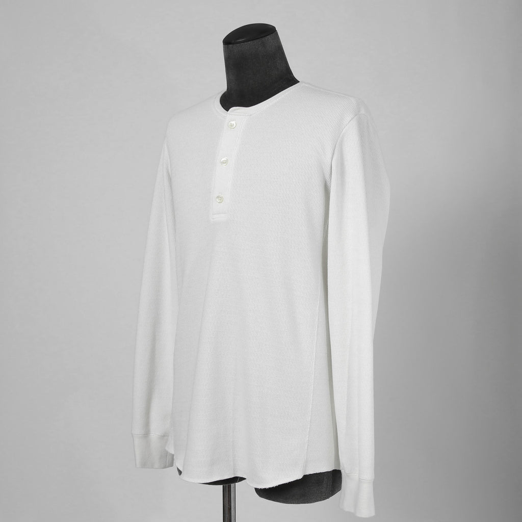 WJK / ボアフリース ヘンリーネック 長袖 Tシャツ / size L (WHITE)