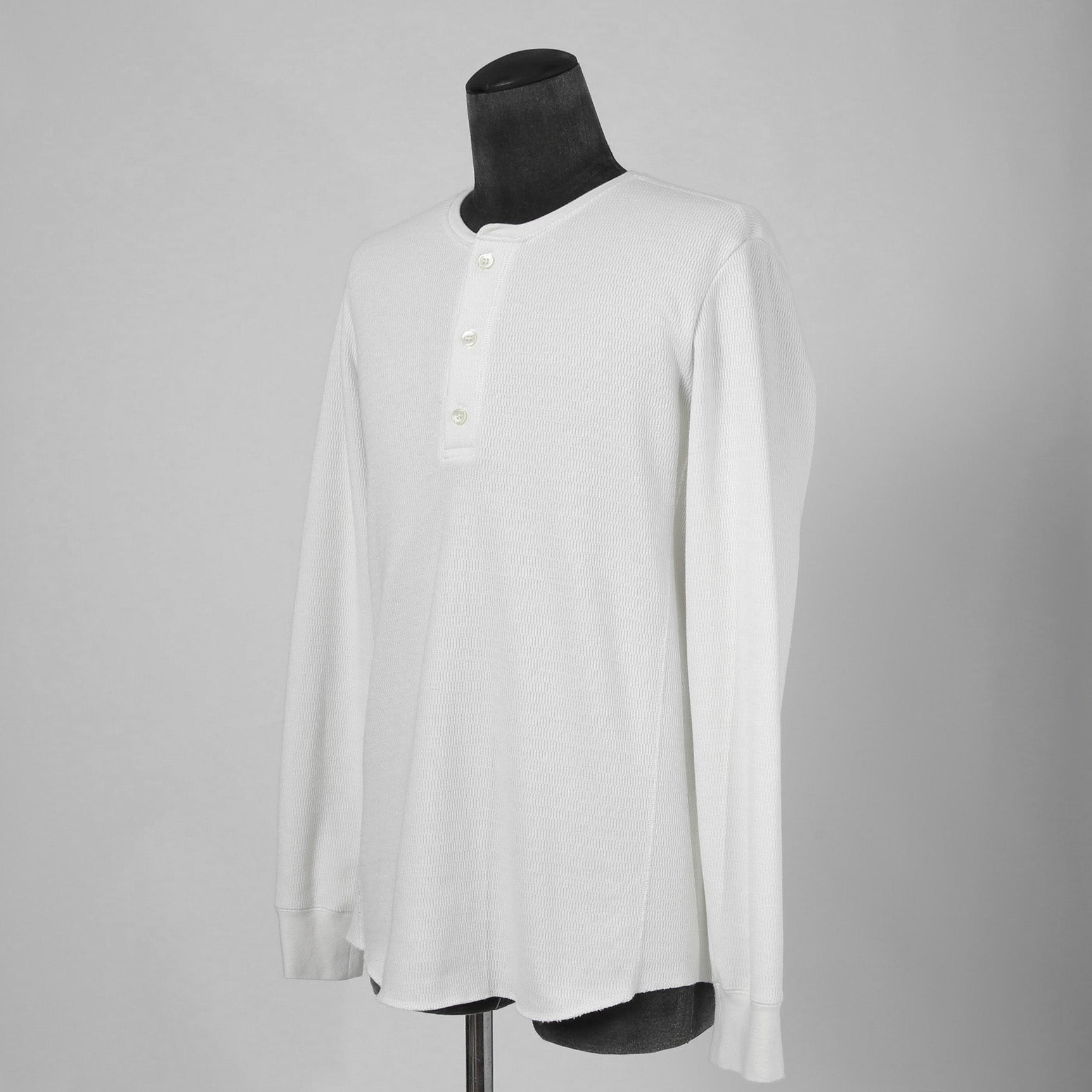 WJK / ボアフリース ヘンリーネック 長袖 Tシャツ / size L (WHITE)