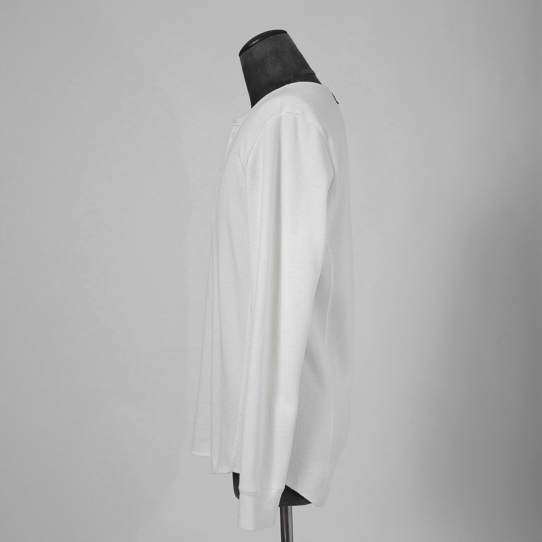 WJK / ボアフリース ヘンリーネック 長袖 Tシャツ / size L (WHITE)