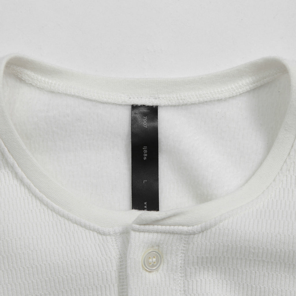 WJK / ボアフリース ヘンリーネック 長袖 Tシャツ / size L (WHITE)
