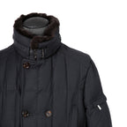 極上品 MooRER ムーレー / 現行モデル MORRIS-L シープファー付 ウール ダウンジャケット / size 46 (NAVY)