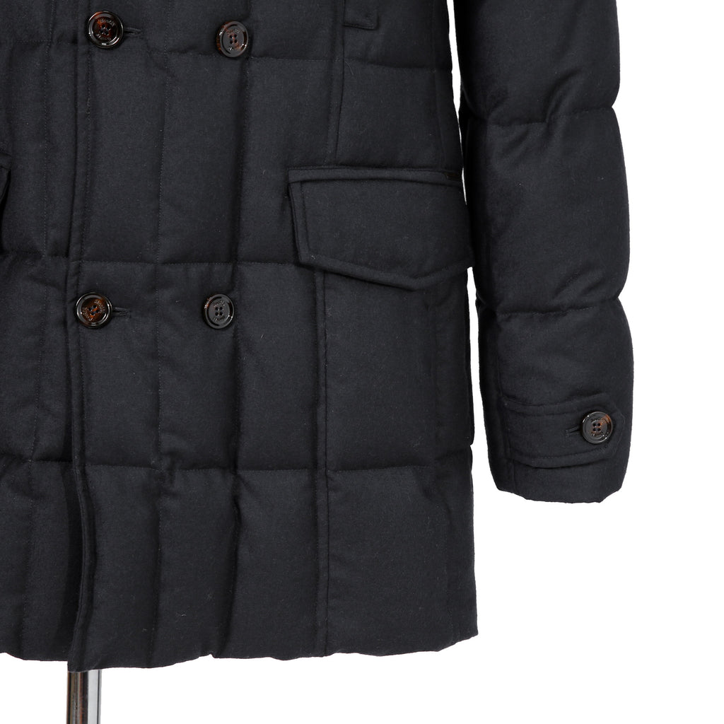 極上品 MooRER ムーレー / 現行モデル MORRIS-L シープファー付 ウール ダウンジャケット / size 46 (NAVY)