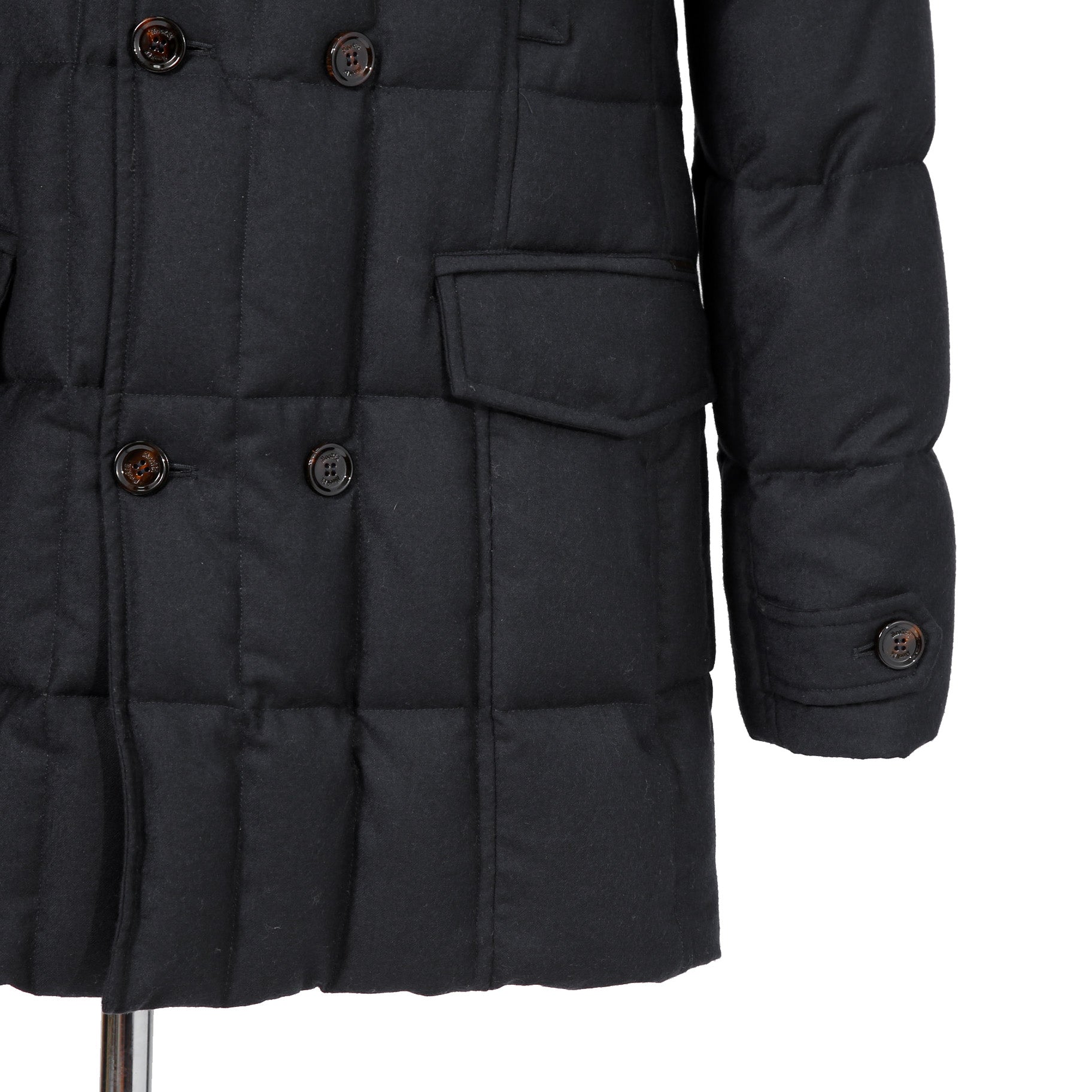 極上品 MooRER ムーレー / 現行モデル MORRIS-L シープファー付 ウール ダウンジャケット / size 46 (NAVY)