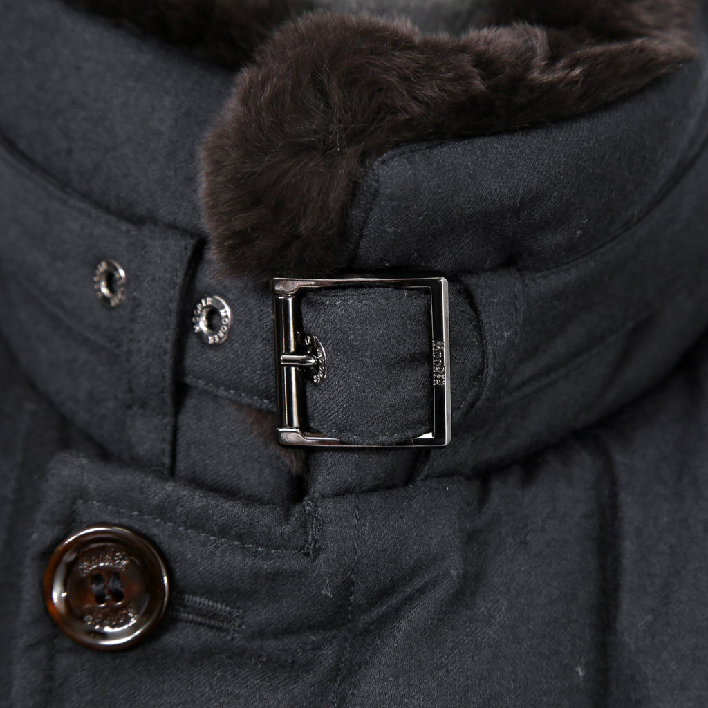 極上品 MooRER ムーレー / 現行モデル MORRIS-L シープファー付 ウール ダウンジャケット / size 46 (NAVY)