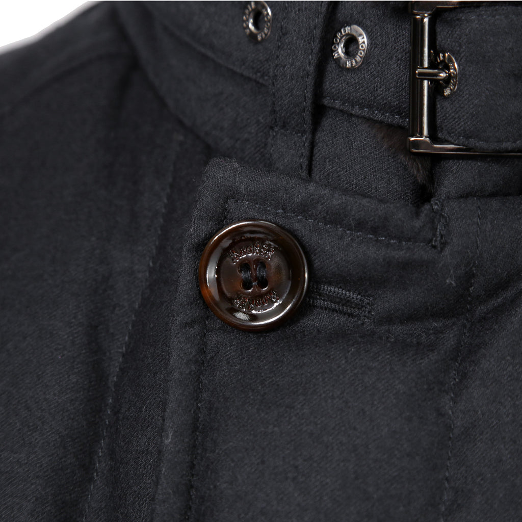 極上品 MooRER ムーレー / 現行モデル MORRIS-L シープファー付 ウール ダウンジャケット / size 46 (NAVY)