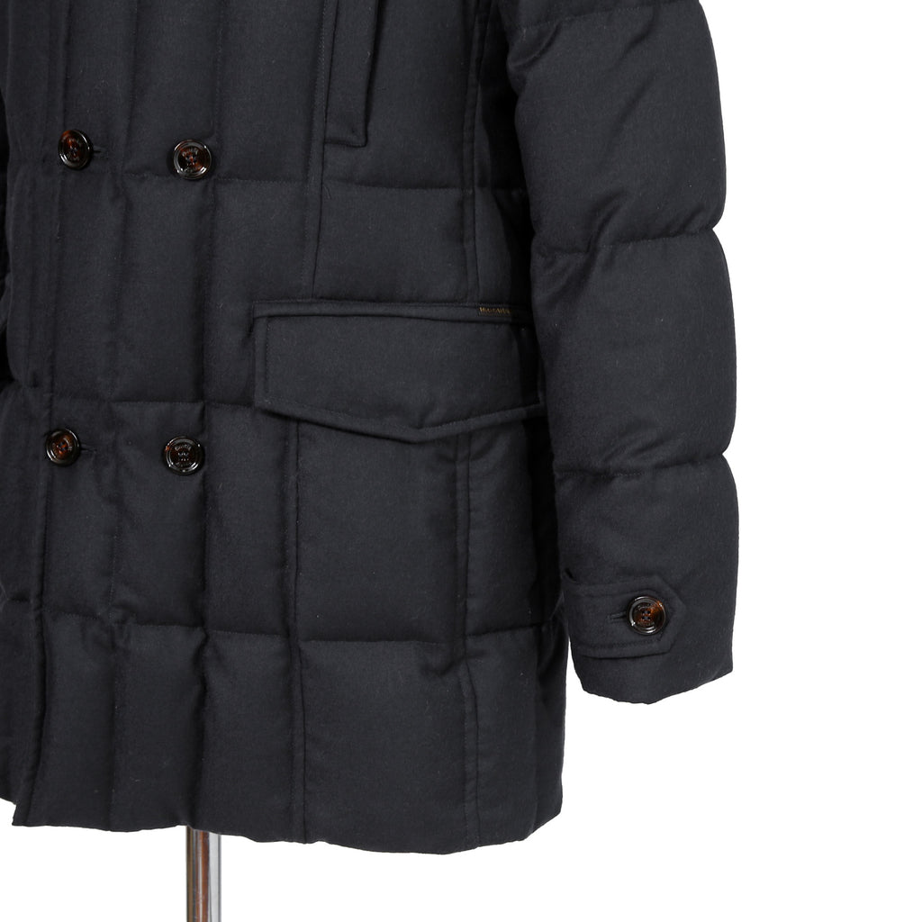 極上品 MooRER ムーレー / 現行モデル MORRIS-L シープファー付 ウール ダウンジャケット / size 46 (NAVY)